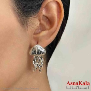 گوشواره دخترانه مینیمال عروس دریایی فشن رنگ نقره ای کد GSH151664W