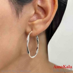 گوشواره دخترانه مینیمال حلقه ای استخوانی فشن رنگ نقره ای کد GSH151665W