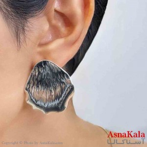 گوشواره دخترانه مینیمال برگ گل رز فشن رنگ نقره ای کد GSH151671W