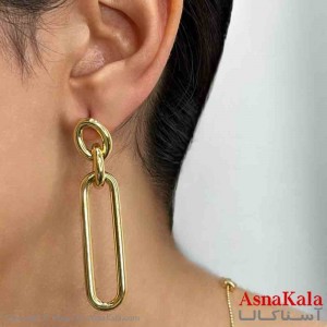 گوشواره دخترانه مینیمال آویز کارتیر فشن رنگ طلایی کد GSH151675W