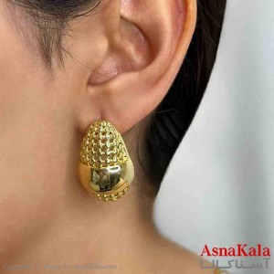 گوشواره دخترانه مینیمال قطره حصیری فشن رنگ طلایی کد GSH151679W