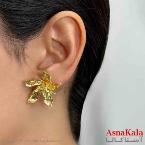 گوشواره دخترانه مینیمال گل فشن رنگ طلایی کد GSH151680W