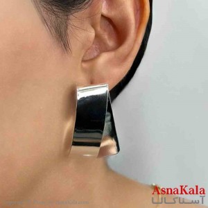 گوشواره دخترانه مینیمال آینه ای فشن رنگ نقره ای کد GSH151687W