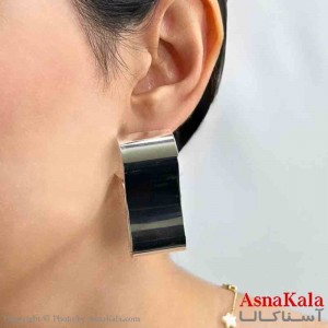 گوشواره دخترانه مینیمال مستطیل  آینه ای فشن رنگ طلایی کد GSH151689W