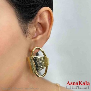 گوشواره دخترانه مینیمال بیضی مدرن  فشن رنگ طلایی کد GSH151691W