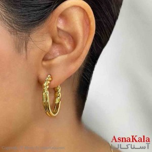 گوشواره دخترانه مینیمال پیچ مدرن رنگ طلایی کد GSH151699W