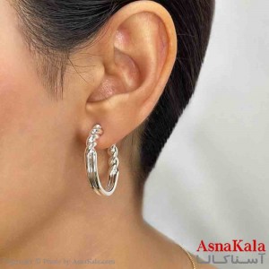 گوشواره دخترانه مینیمال پیچ مدرن رنگ نقره ای کد GSH151700W