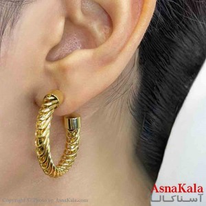 گوشواره دخترانه مینیمال حلقه ای توری فشن رنگ طلایی کد GSH151718W