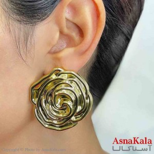 گوشواره دخترانه مینیمال گل  فشن رنگ طلای کد GSH151720W