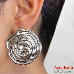گوشواره دخترانه مینیمال گل  فشن رنگ نقره ای کد GSH151721W