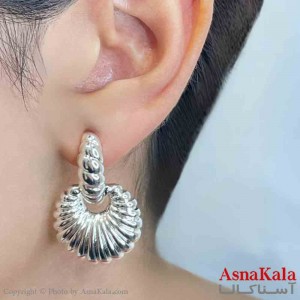 گوشواره دخترانه مینیمال طرح صدف  فشن رنگ نقره ای کد GSH151726W