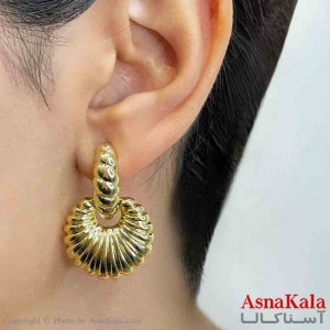 گوشواره دخترانه مینیمال طرح صدف  فشن رنگ طلایی کد GSH151727W