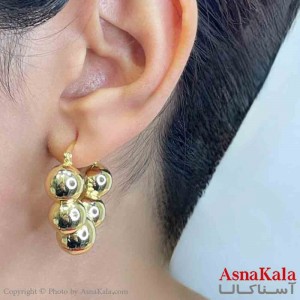 گوشواره دخترانه مینیمال طرح حلقه ای 5گوی  فشن رنگ طلایی کد GSH151729W