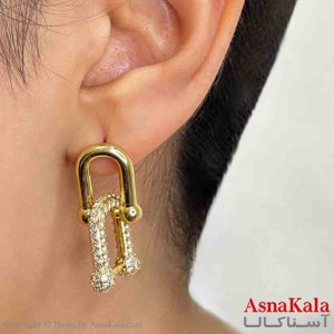 گوشواره دخترانه مینیمال طرح تیفانی فشن رنگ طلایی کد GSH151730W