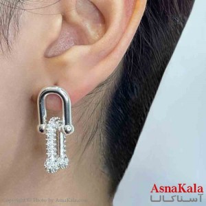 گوشواره دخترانه مینیمال طرح تیفانی فشن رنگ نقره ای کد GSH151731W