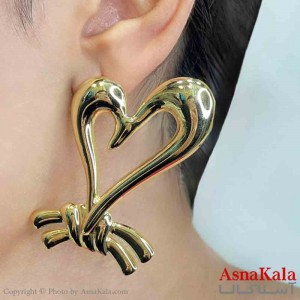 گوشواره دخترانه مینیمال طرح قلب و گره فشن رنگ طلایی کد GSH151732W