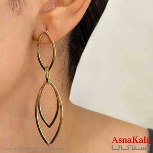 گوشواره دخترانه مینیمال طرح دو بیضی فشن رنگ طلایی کد GSH151734W