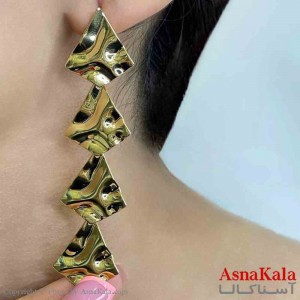 گوشواره دخترانه مینیمال طرح آویز چند لوز فشن رنگ طلایی کد GSH151738W