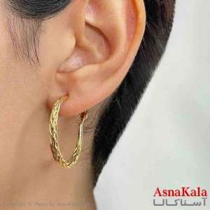گوشواره دخترانه مینیمال طرح حلقه پوست ماری فشن رنگ طلایی کد GSH151743W