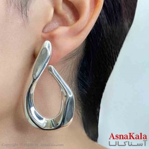 گوشواره دخترانه مینیمال طرح اشک آینه ای فشن رنگ نقره ای کد GSH151745W