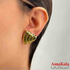 گوشواره دخترانه مینیمال طرح مثلث برجسته فشن رنگ طلایی کد GSH151782W