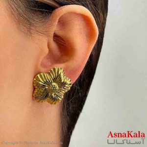 گوشواره دخترانه مینیمال طرح گل مدرن فشن رنگ طلایی کد GSH151793W