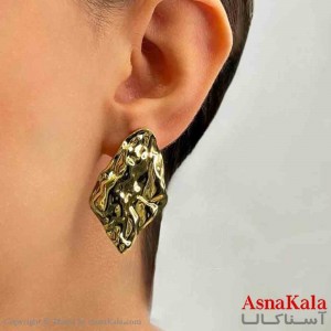 گوشواره دخترانه مینیمال طرح پیچش مدرن فشن رنگ طلایی کد GSH151811W