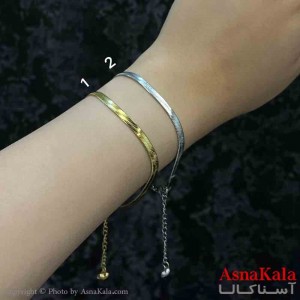 دستبند دخترانه پینترستی استیل مدل  زنجیری هرینگبون طلایی کد DSB181180W