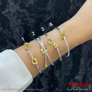 دستبند دخترانه پینترستی استیل دورنگ طرح گره  کد DSB181195W