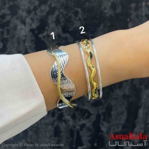دستبند دخترانه پینترستی استیل دورنگ طرح پیچ دورنگ  کد DSB181196W