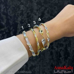 دستبند دخترانه پینترستی استیل دورنگ طرح پیچ ترکیبی کد DSB181197W