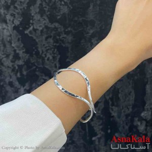 دستبند دخترانه پینترستی استیل دولاین منحنی ترند رنگ نقره ای کد DSB181213W