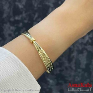 دستبند دخترانه پینترستی استیل آینه ای طرح پاییون رنگ طلایی کد DSB181219W