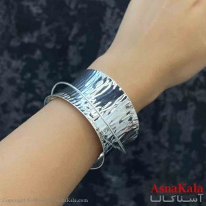 بنگل دخترانه پینترستی استیل  طرح آینه ای منحنی رنگ نقره ای  کد DSB181239W