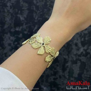 دستبند دخترانه پینترستی استیل  طرح گل رنگ طلایی کد DSB181243W