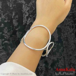 بنگل دخترانه پینترستی استیل  طرح چند دایره رنگ نقره ای کد DSB181246W