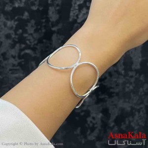 بنگل دخترانه پینترستی استیل  طرح چند دایره همسان رنگ نقره ای کد DSB181248W