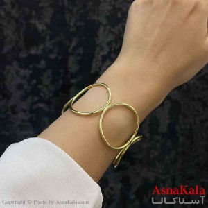 بنگل دخترانه پینترستی استیل  طرح چند دایره همسان رنگ طلایی کد DSB181249W