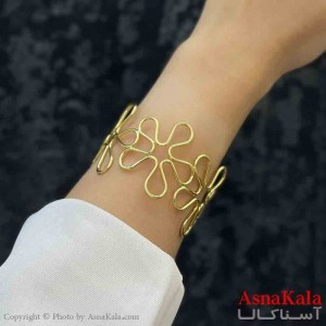 بنگل دخترانه پینترستی استیل طرح گل توخالی رنگ طلایی کد DSB181259W