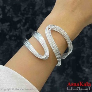 بنگل دخترانه پینترستی استیل  طرح دو منحنی رنگ نقره ای کد DSB181270W