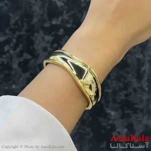 بنگل دخترانه پینترستی استیل  طرح آینه ای مورب رنگ طلایی کد DSB181274W