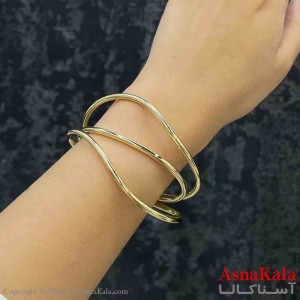 بنگل دخترانه پینترستی استیل  طرح سه منحنی  ریز رنگ طلایی کد DSB181276W