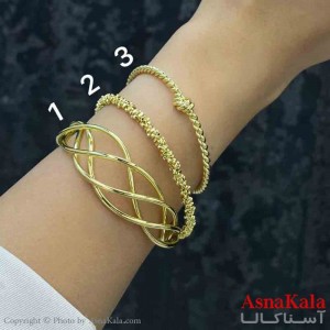 بنگل دخترانه پینترستی استیل  طرح برجسته رنگ طلایی کد DSB181284W