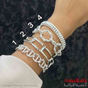 بنگل دخترانه پینترستی استیل  طرح  کارتیر مدرن رنگ نقره ای کد DSB181288W