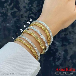 بنگل دخترانه پینترستی استیل  طرح  حصیری و پیچ مدرن رنگ طلایی کد DSB181292W