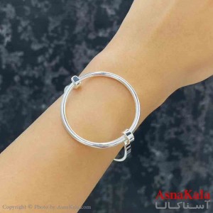 بنگل دخترانه پینترستی استیل  طرح  دایره مدرن رنگ نقره ای  کد DSB181299W