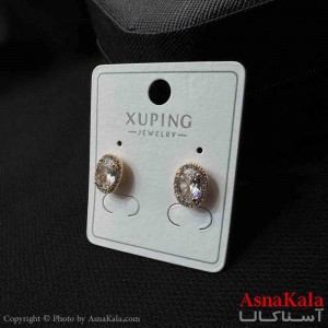 گوشواره زنانه  ژوپینگ طرح نگین بیضی  کد GSH151890W