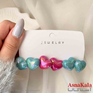 گوشواره زنانه استیل پک 3 جفتی مدل قلب  فانتزی چندرنگ  کد GSH151915W