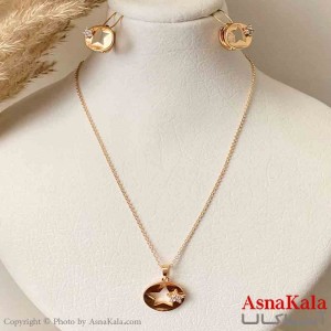نیم ست زنانه ژوپینگ مدل ستاره نگیندار شامل گوشواره و آویز رنگ طلایی کد NIM14975W