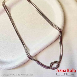 گردنبند دخترانه پینترستی استیل مدل دولاین هرینگبون گره رنگ نقره ای کد GNB161792W